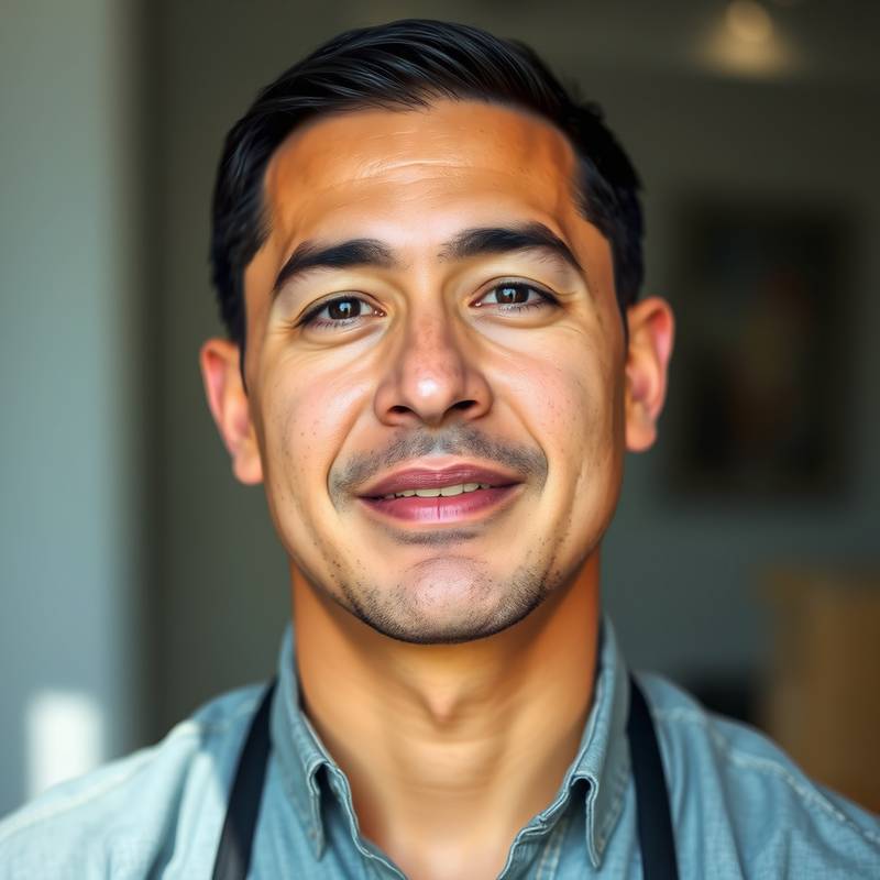 Retrato de Javier Mendoza, con una expresión serena y profesional, instructor de Canto.
